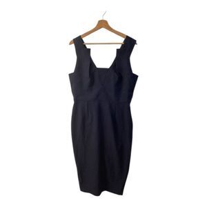 Roland Mouret Navy Blue Square Neckline Strapless Midi Dress